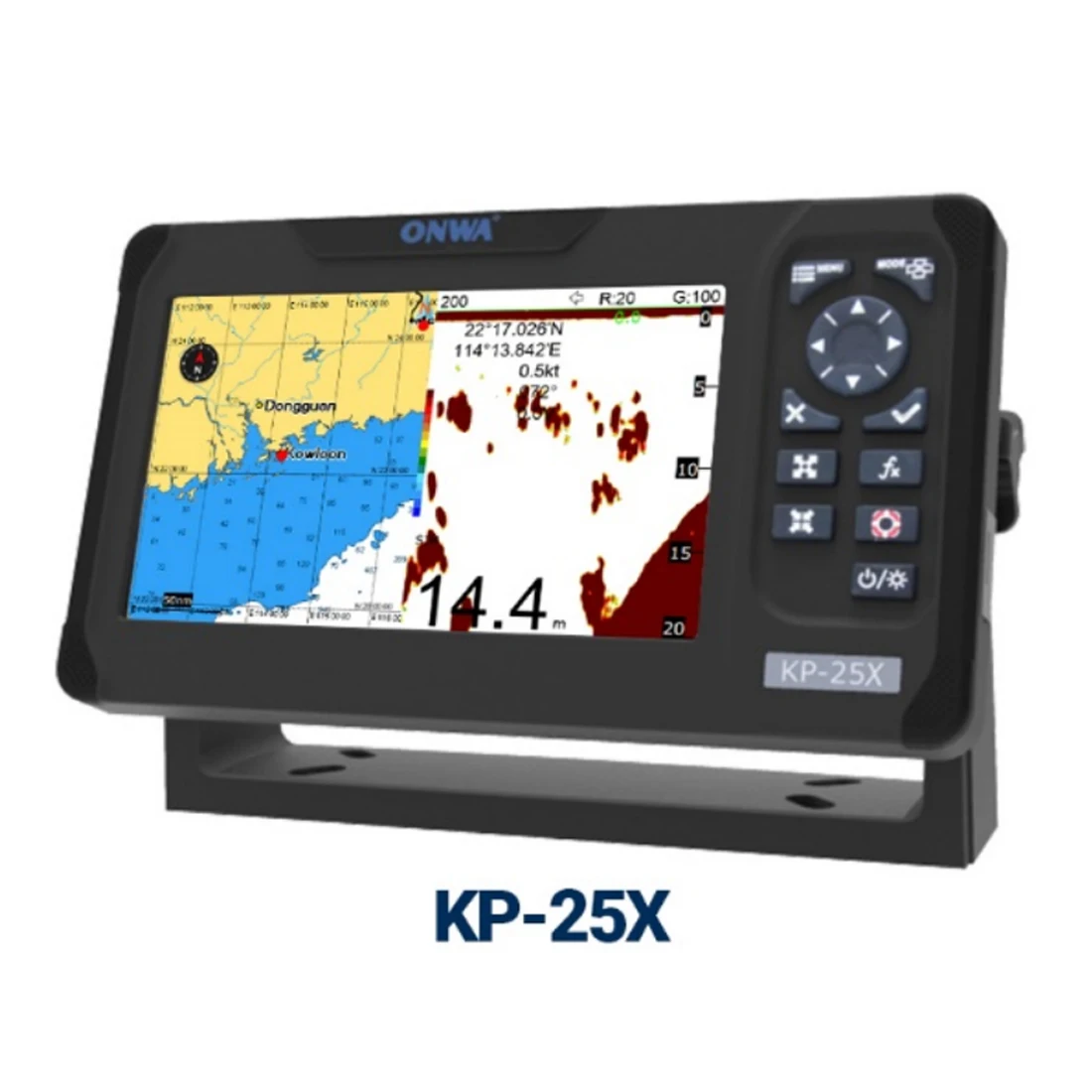 ONWA KP-25X 5-inch IP66 Marine GPS Chart Plotter 4-IN-1 with Echo Sounder with AIS Built-in Fish Finder