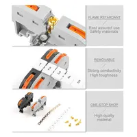 ตัวนำไฟฟ้าบล็อกขั้วต่อราง DIN 10ชิ้นตัวนำสายไฟ211อเนกประสงค์เชื่อมต่อสายไฟเร็วพร้อมชุดแถบตัวเลข 6