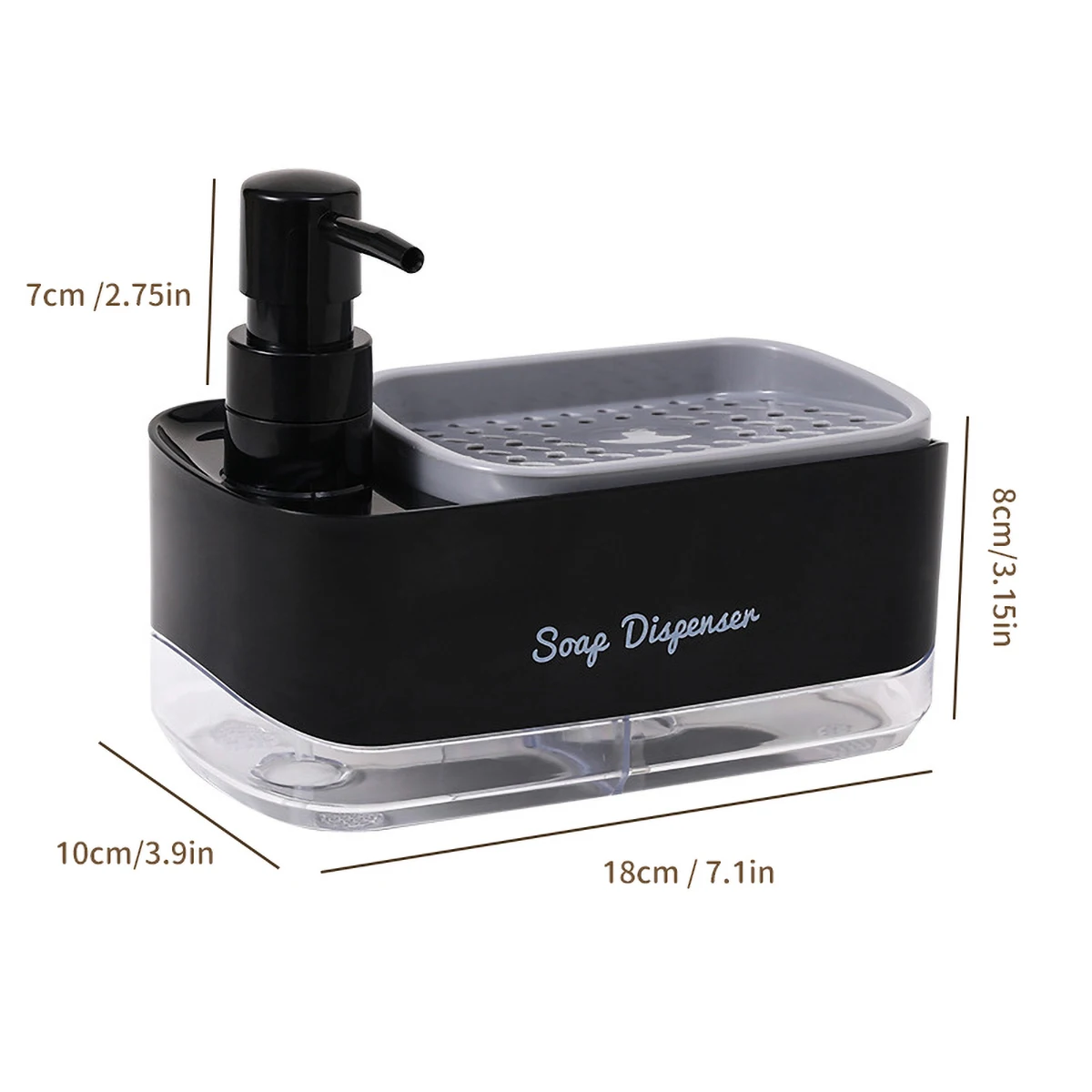 Dishwasher Dispenser, Press Type Manual Soap Dispenser, 2-in-1 Liquid Dispensing Methods, Easy to Detachable and Washable Sponge