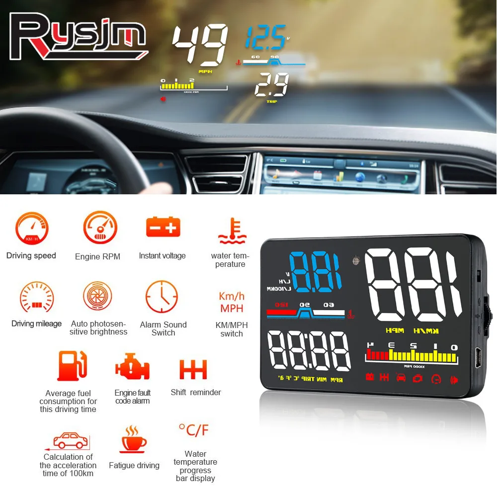 Cheap OBDHUD M6S OBD2 HUD Digital Car Speedometer Head Up Display Windshield  Projector on Car Glass Auto Accessories On-board Computer