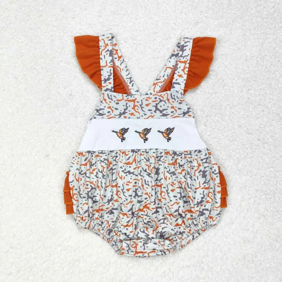 Girls Clothing Chicken embroidery Bubble Boutique short sleeve Summer baby clothes baby boys girls camo Romper set Jumpsuits