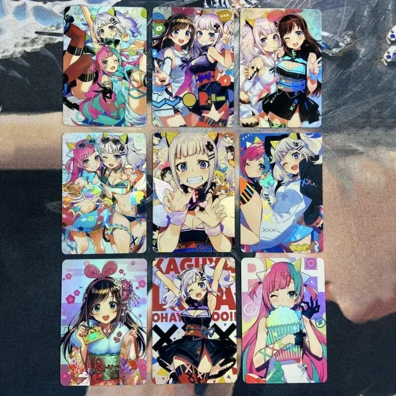 

9Pcs/set Youtuber Kawaii Kaguya Luna Kizuna Ai Self Made Anime Game Characters Classic Series Gauze Flash Collection Card Toys
