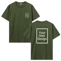 Personalized Cotton Short Sleeve T - Shirt with Custom Print Design - S (Army Green)