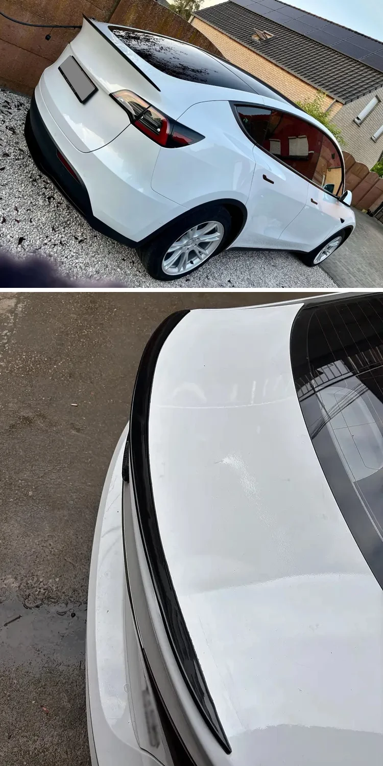 Für Tesla Modell 3 Y Zubehör 2017 + Auto Heckspoiler Flügel Deckel Glänzend Schwarz Weichem Kunststoff – Detail 4