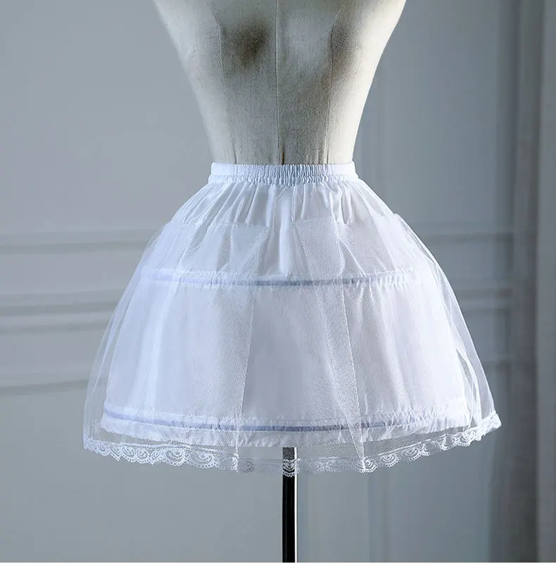 Petticoat Skirt Petticoat Underskirt Wedding Underskirt Flower Girl Underskirt Wedding Petticoat Vintage Underskirt White Girl's small dress princess skirt two loops one lace wedding dress hard mesh skirt support performance underskirt