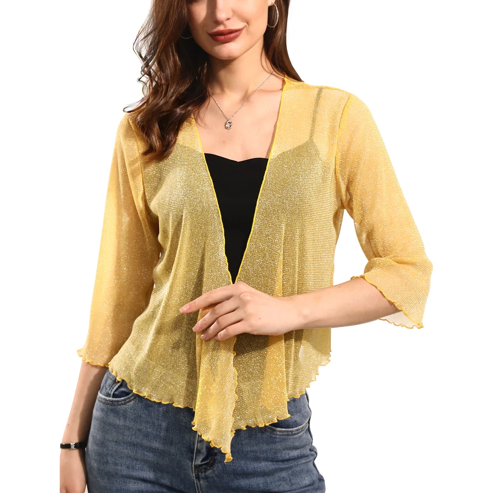 Nodress yellow fur knit tops S ファッション