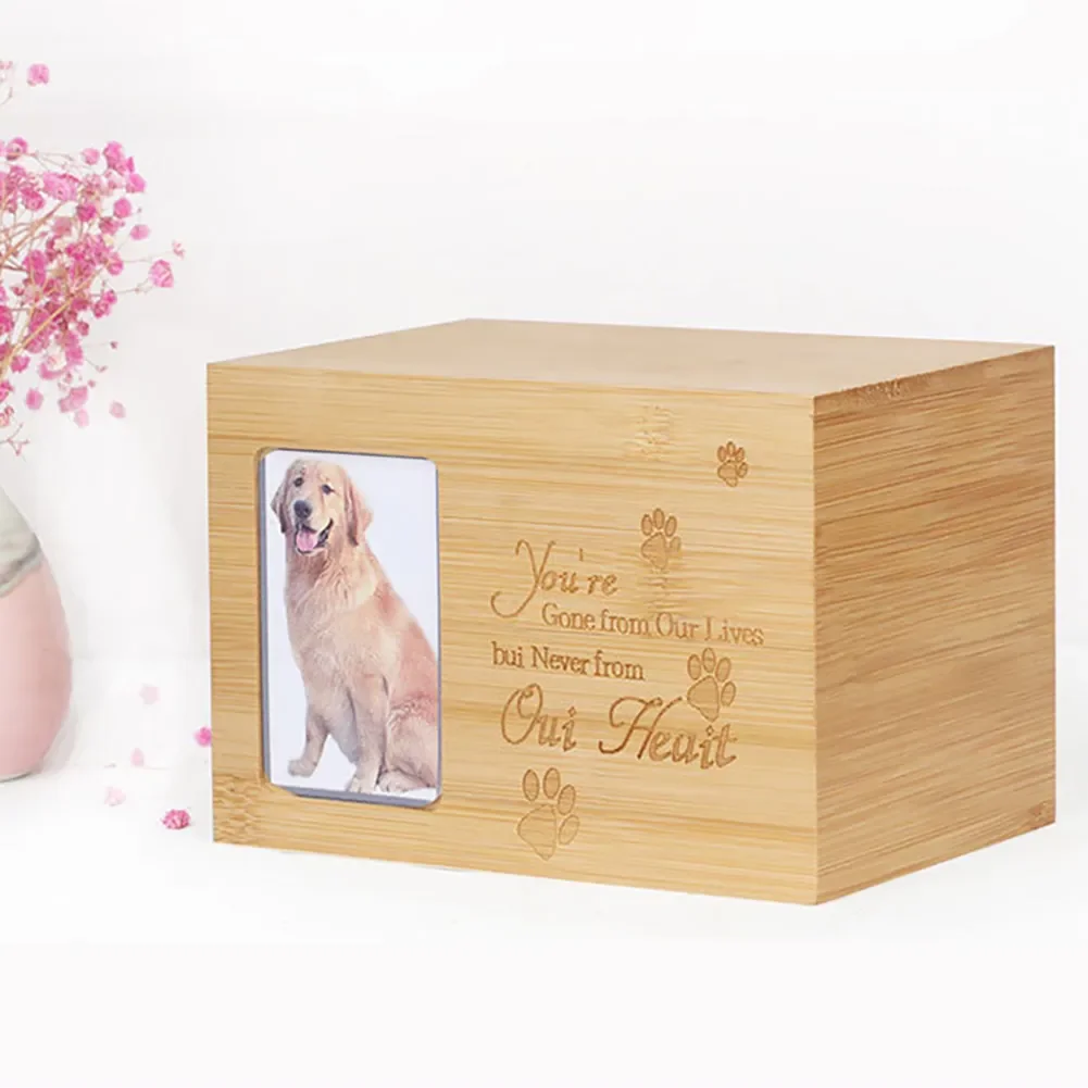 Keepsake Pet Urn Piccole Ceneri Headstone Case Picture Frame Dog Cat Storage Memorial Animal Bamboo Gift Cremation Box Anfora Urna