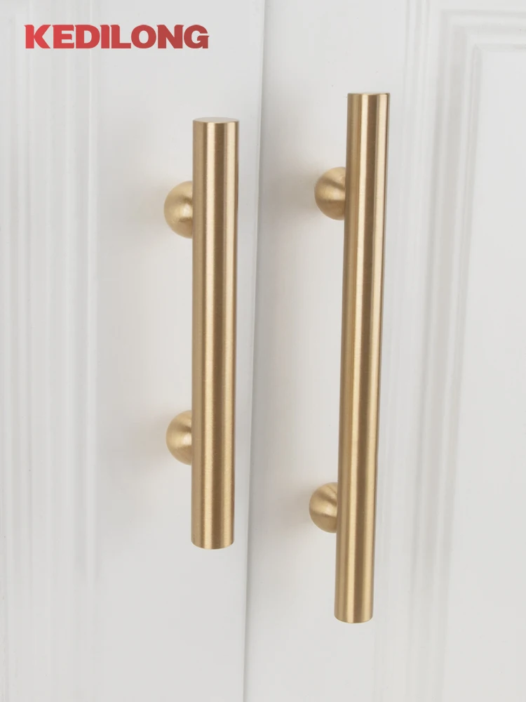 Solid Brass French Surface Cabinet Drawer Handle Modern European Ball Base Long Handle Furniture Handles