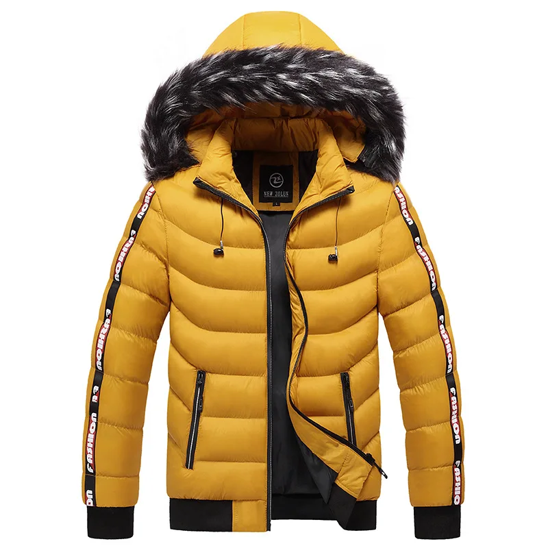 New Men Hooded Fur Collar Winter Jackets Warm Parkas Good Quality Male Slim Fit Winter Coats Hat Detachable Casual Down Jackets 5