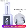 KODIES GEL Milky White Top Coat UV Gel Nail Polish Translucent Jelly Gel Finish No Sticky Brillant Semi Permanent Vernis Topcoat 1