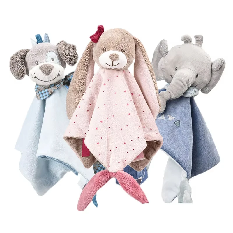 Plush Dolls Toys Baby Toys Cute Elephant Plush Teether Rattle Toys Soft Blanket Stuffed Animals Towel Doll Games Newborn Babies 0 12 Months