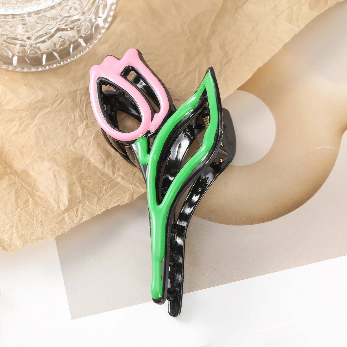 Oil Drop Tulip Clips Claw Mother's Day Hairpin For Women Ladies Party Festival Hair Crab Claw Ladies Elegant Hair Accessories