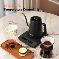 Bouilloire électrique à col de cygne CAFELFFE MK-101, bouilloire à eau et à café électrique en acier inoxydable 304 avec contrôle de la température et fonction maintien au chaud 800 ml 1500 W Noir 7