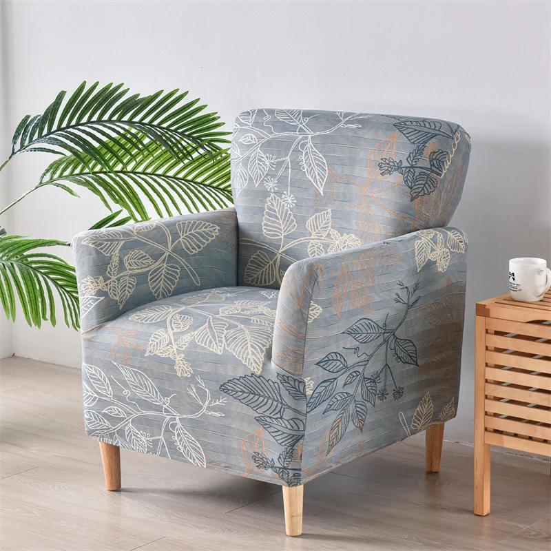Floral Armchair Cover Nordic Elastic Bar Tub Club Chair Covers for Living Room Stretch Single Sofa Slipcover Home Counter Hotel