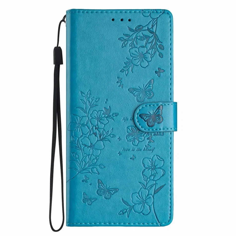 Charming Flower Butterfly Wallet Phone Case with Card Slots and Protective Cover