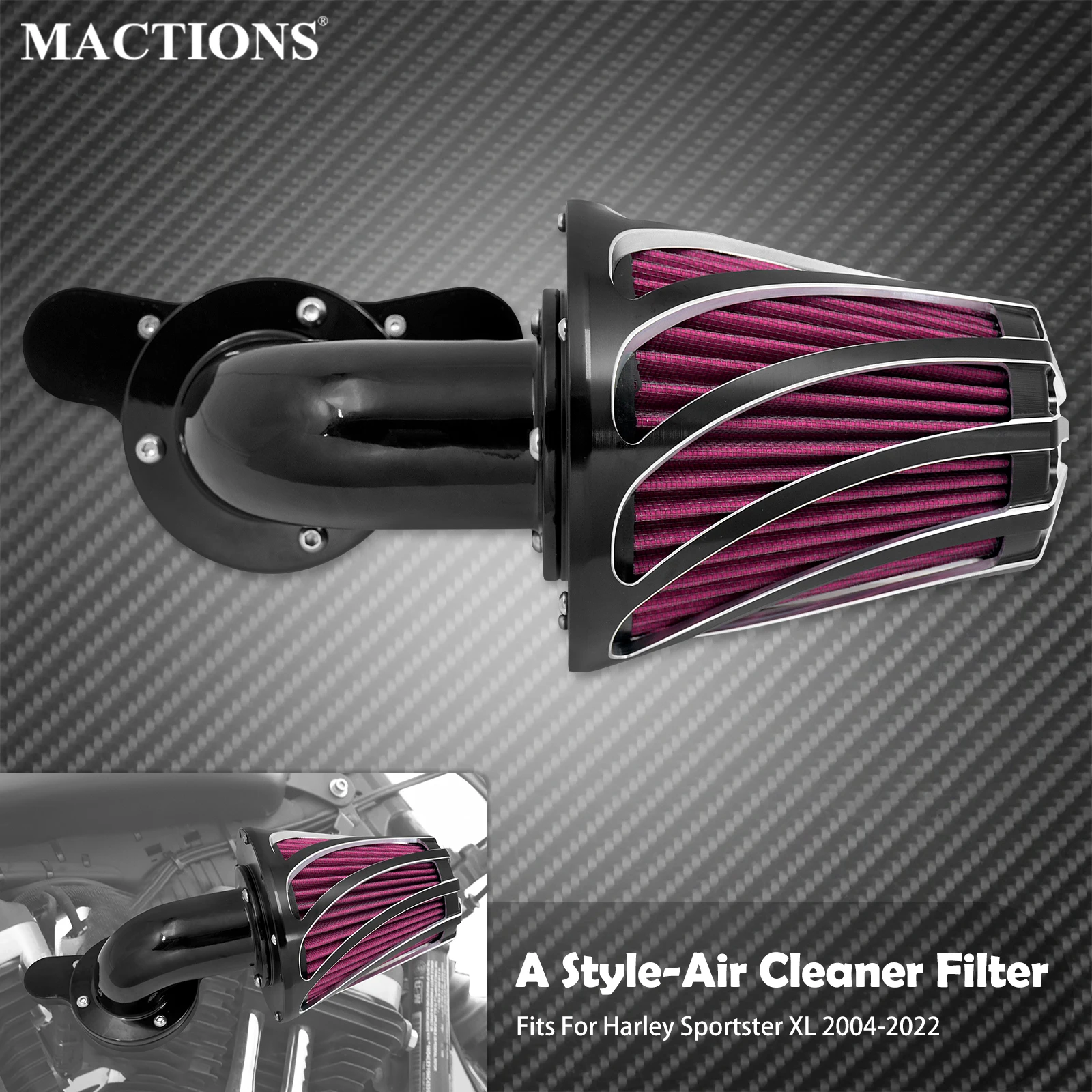 

Motorcycle CNC Air Filter Intake Cleaner For Harley Sportster XL 1200 883 72 48 Forty Eight Seventy Two Iron Roadster 2004-2023