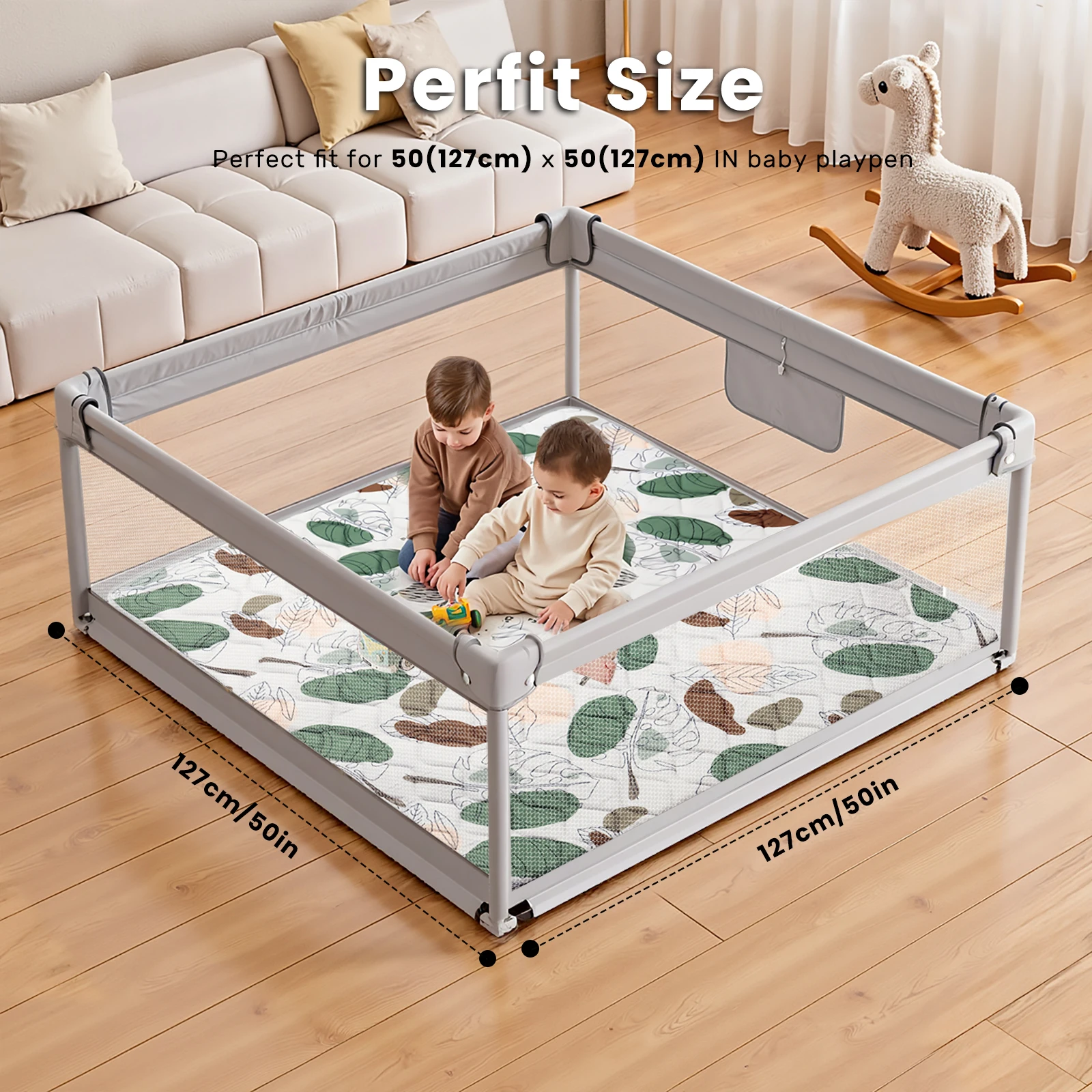 Extra Thick Baby Play Mat (50x50 in) for Playpen and Crawling,