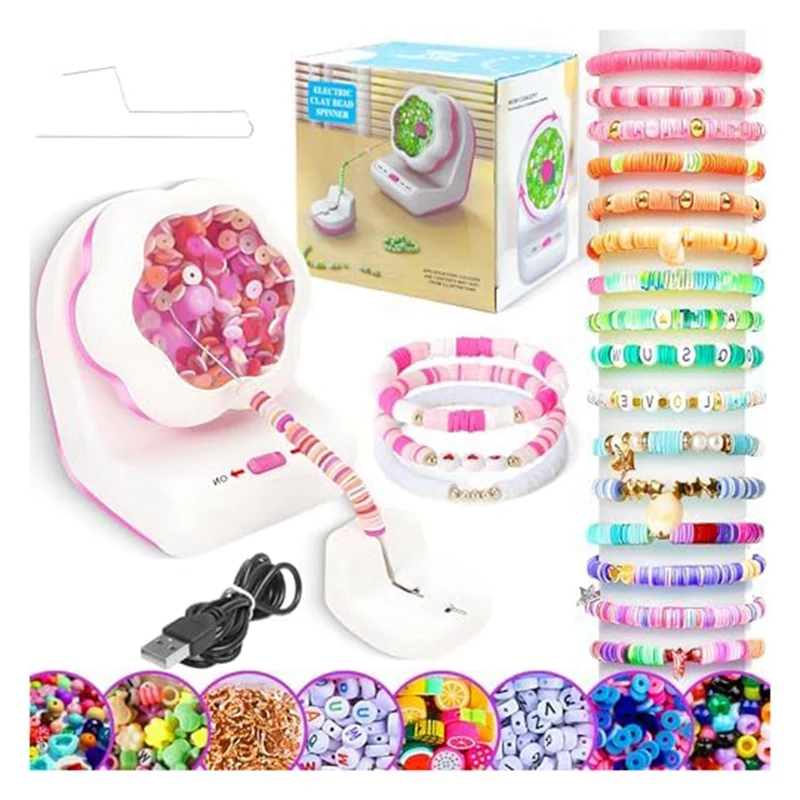 

Electric Clay Bead Spinner Set Kit Automatic Bead Spinner Set For Jewelry Making With 2 Beading Needles For DIY Crafts