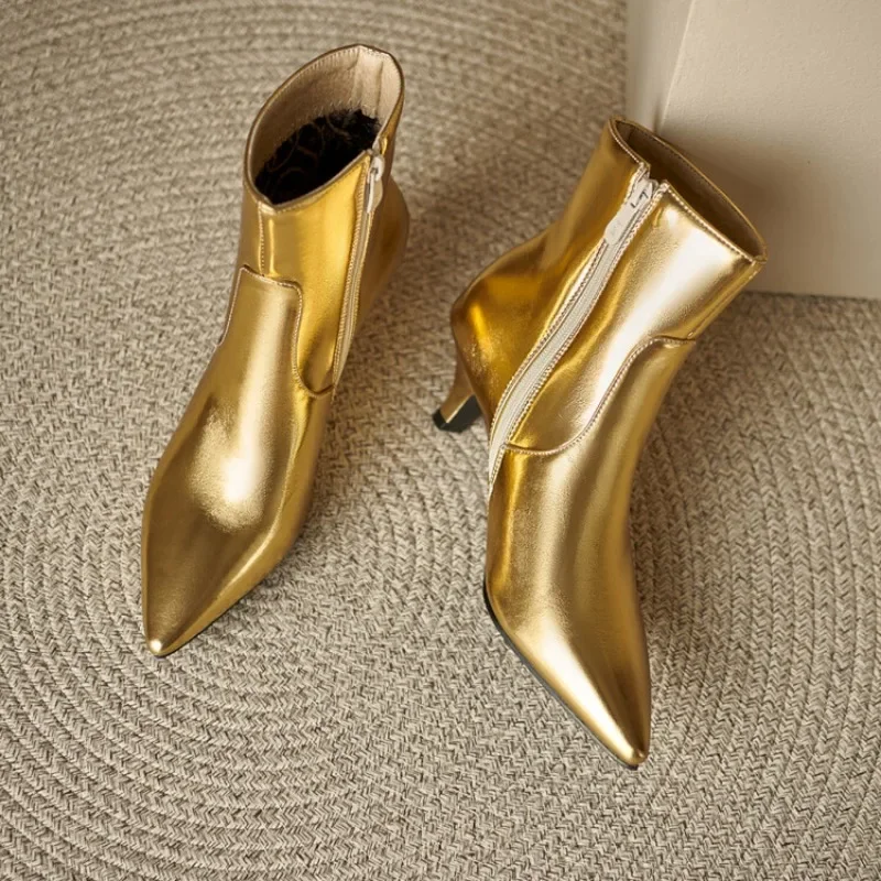 slim fit dress slacks [Metallic Gold] Boots