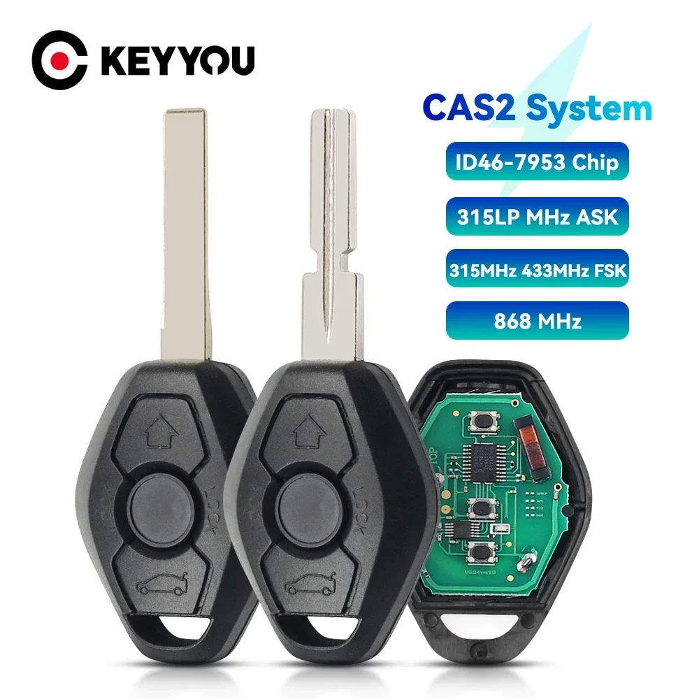 

KEYYOU CAS2 System for BMW 3/5 7 Series E46 E60 E83 E53 E36 315LP/315/433/868 Mhz ID46-7953 Chip HU58 HU92 Blade Remote Car Key