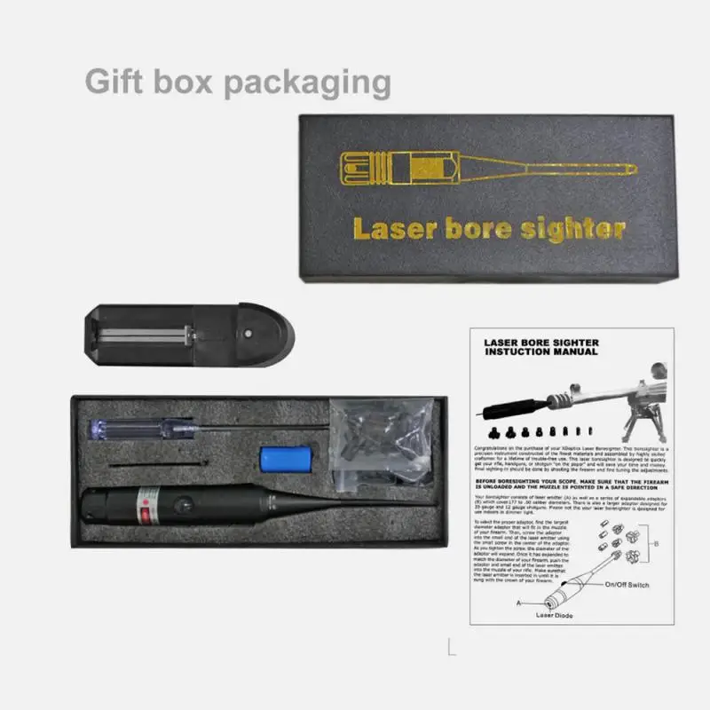 Laser Bore Sight Kit.177 .22 Caliber To 12GA Laser Pointer Collimator Universal Boresighter Battery Included
