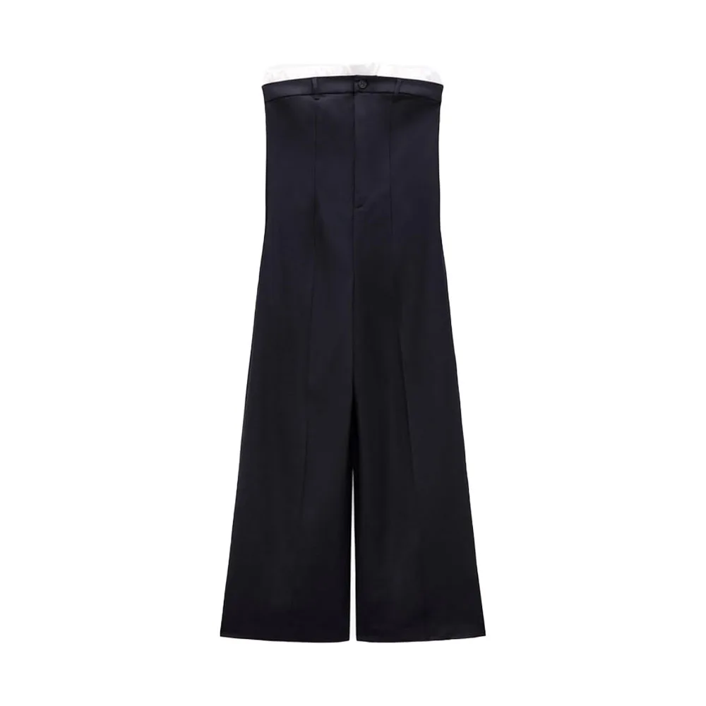 

Zach AiIsa's new women's fashion design sense advanced sexy tube top stitching jumpsuit loose casual drape jumpsuit trousers