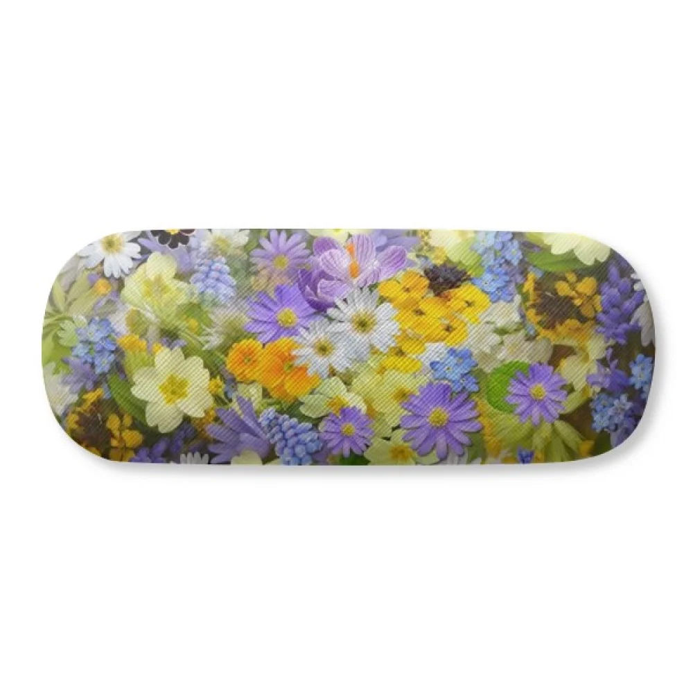

Yellow Blue Flowers Shrubs Glasses Case Eyeglasses Hard Shell Storage Spectacle Box
