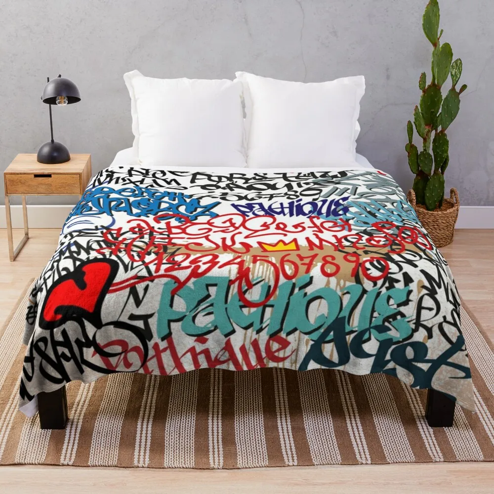 

Graffiti Illustration - block street art Throw Blanket Luxury Designer Blanket Loose Blanket Plaid Furry Blanket