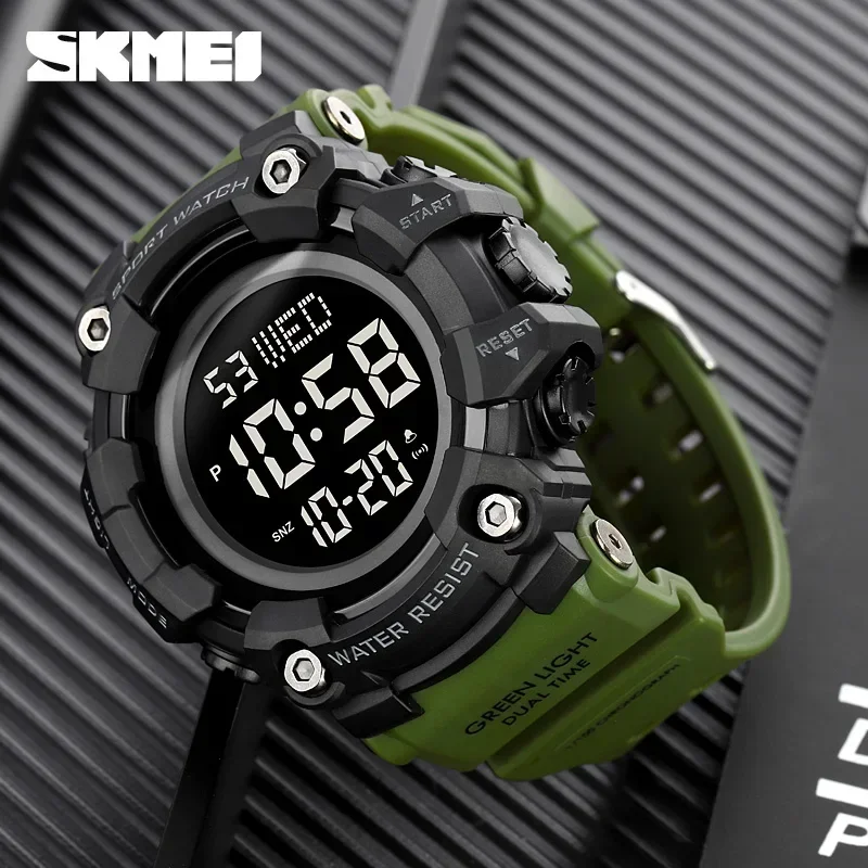 SKMEI 1968 Luxury Digital Stopwatch Military Alarm Clock LED Display Waterproof Wristwatch Sport Watch for Men Reloj Hombre 5