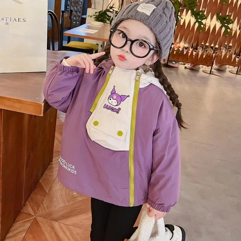 

Женское пальто Sanrios с аниме кавайное фиолетовое милое мультяшное для инопланетянина ветрозащитное плюшевое Утепленное зимнее теплое хлопковое пальто в подарок