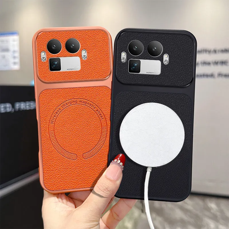 Ultra-Thin PU Leather Magnetic Anti-Drop Case with Wireless Charging Compatibility
