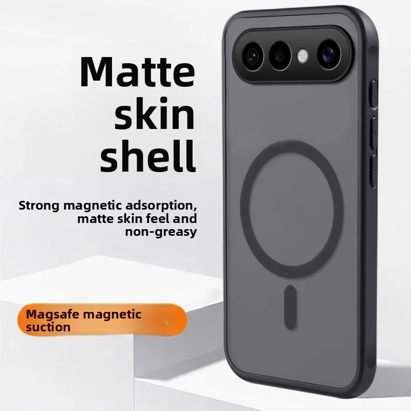 Magnetic Frosted Silicone Case - Anti-Fingerprint Shockproof Bumper with Acrylic Cover