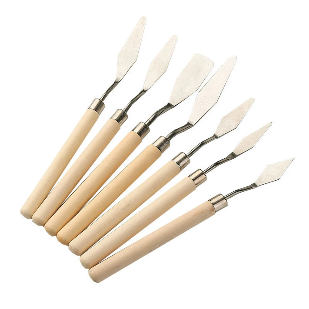 

7pcs Artistic Log Stainless Steel Oil Painting Spatula Set Painting Tools Drawing Tools Graffiti Tools Artistic Creation Tools