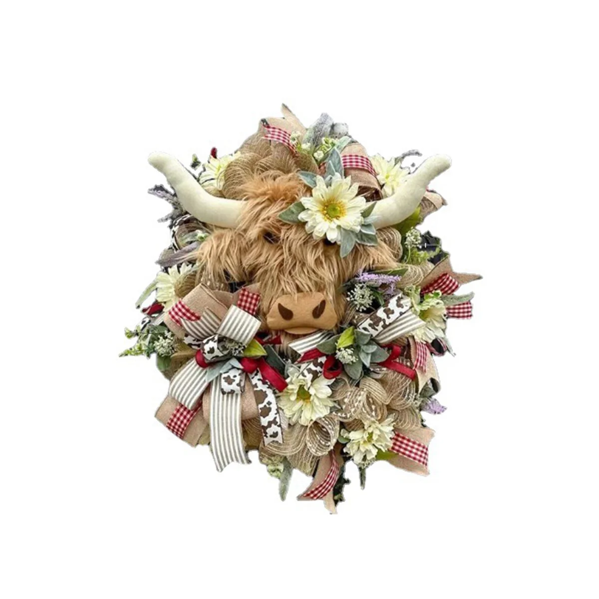 

Коровья венок для входной двери, весенне-летние цветочные венки для передней двери, цветочные искусственные