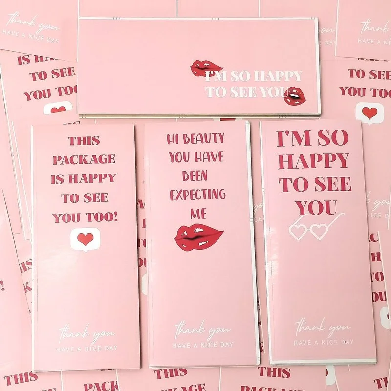 This package is happy to see you too seal labels stickers Cute Pink thank you stickers Packaging Sealing Decoration Stickers 500pcs lot 1inch kraft papaer round strickers seal labels handmade diy box tags for diy decoration gift jewelry package