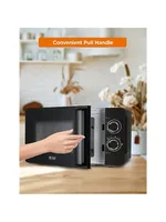 Black Microwave, with Rotary Switch Knob, 700W Countertop Small Microwave, with Microwave Turntable Plate, 6 Level Power 2