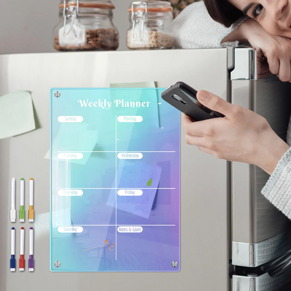 

Refrigerator Colored Weekly Planner for Fridge Calendar Wall Sticker Acrylic Magnetic Dry Erase Board