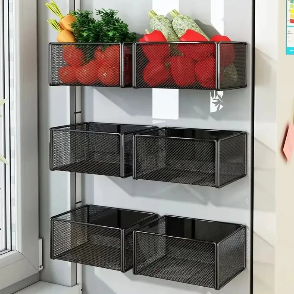 Magnetic Storage Rack Refrigerator Outer Magnet Hanging Kitchen Divine Artifact Portable No Punching Required Storage Shelves
