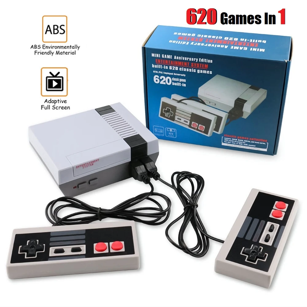 Mini Tv Video Game Console Nes 8 Bit Built-in 620 Classic Retro Games 2  Players Support Av Output Handheld Children's Toys Gift - Video Game  Consoles - AliExpress