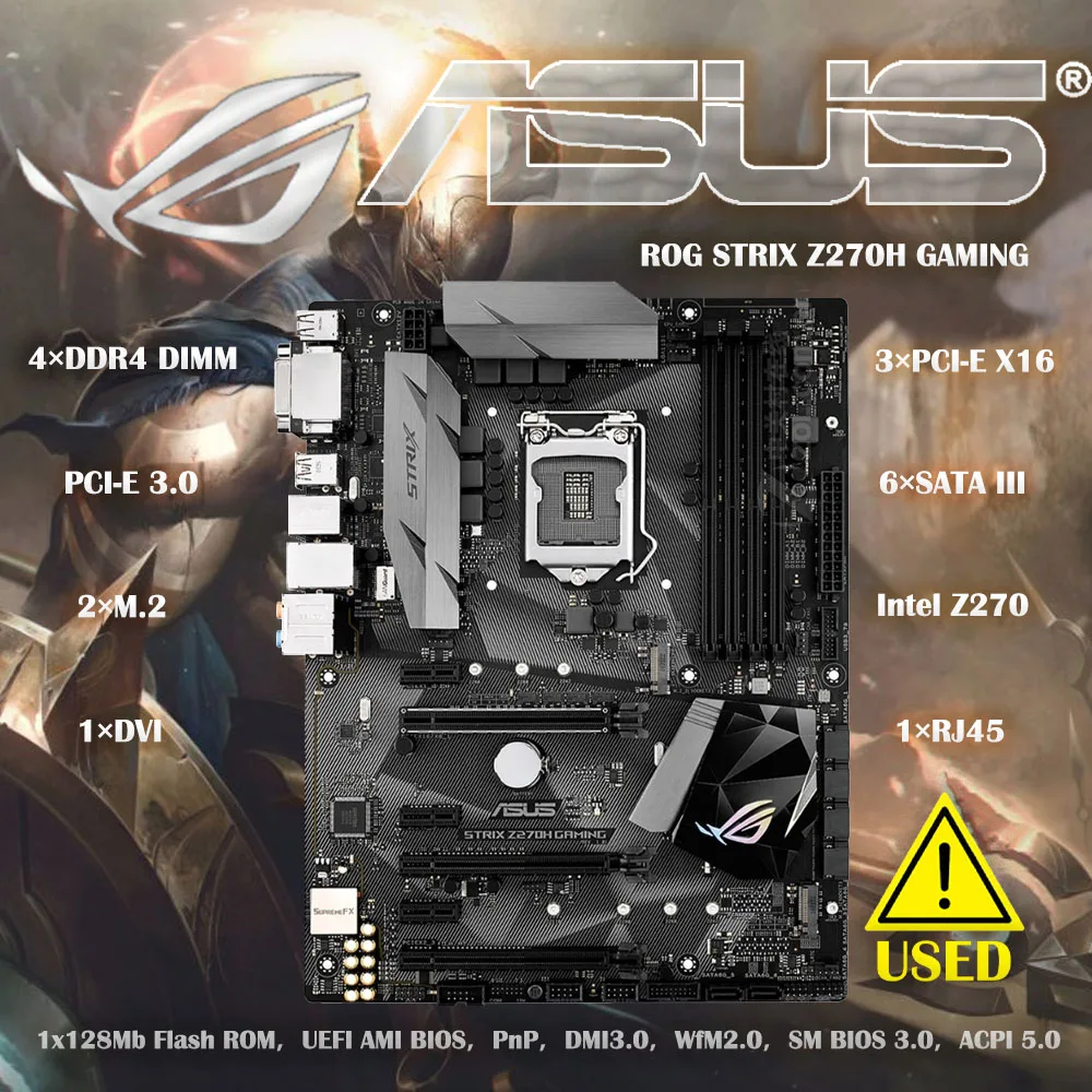

Asus ROG STRIX Z270H GAMING Desktop Motherboard Socket LGA 1151 i7 i5 i3 Z270 DDR4 USB3.0 mainboard PC boards