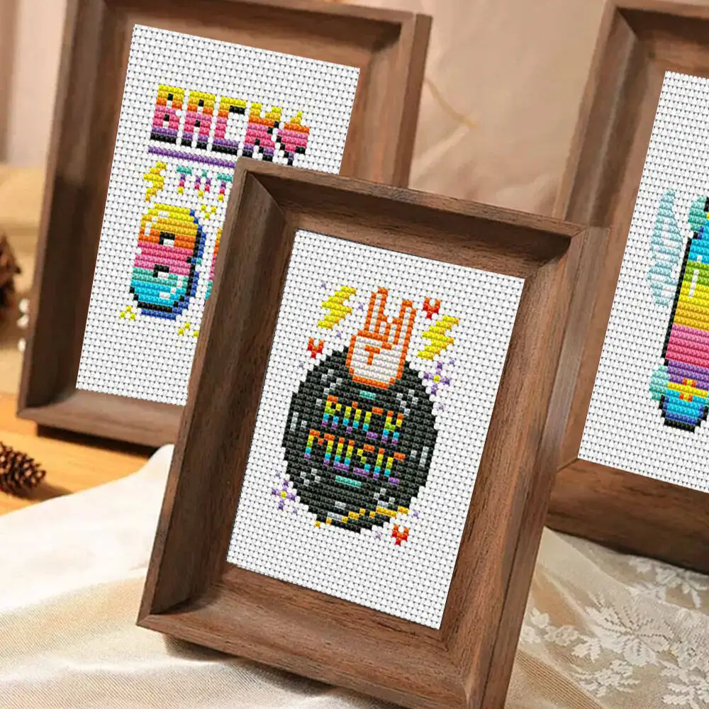 8pcs New Collection Cross Stitch Set Cartoon 11CT Printed Canvas Embroidery Rubik's Cube Needlework Home Decoration