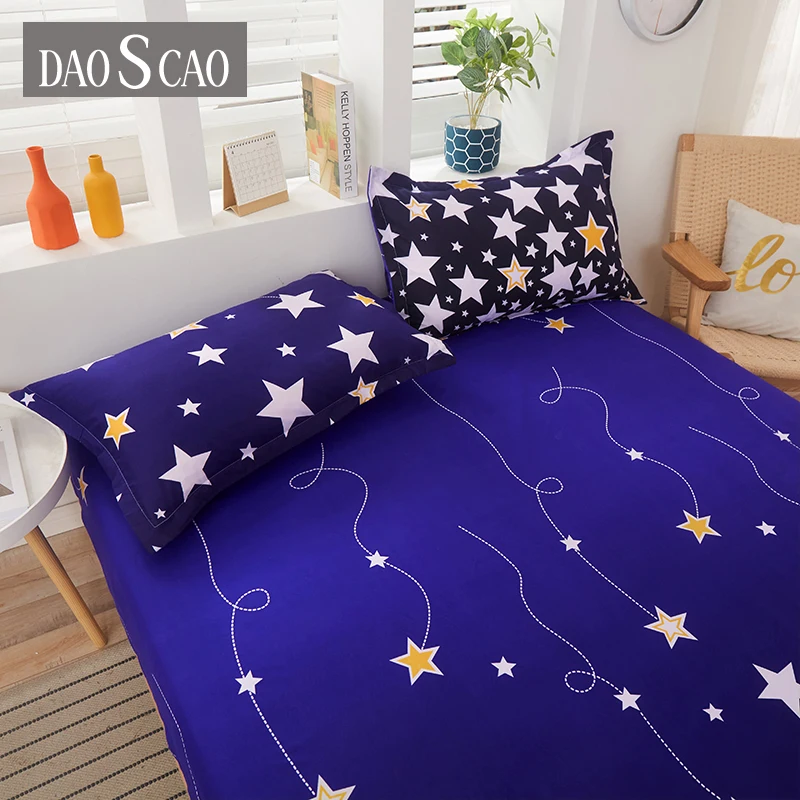 New Product1pcs 100%Polyester Printed Fitted Sheet Mattress Cover Four Corners With Elastic Band Bed Sheet(No Pillowcases)