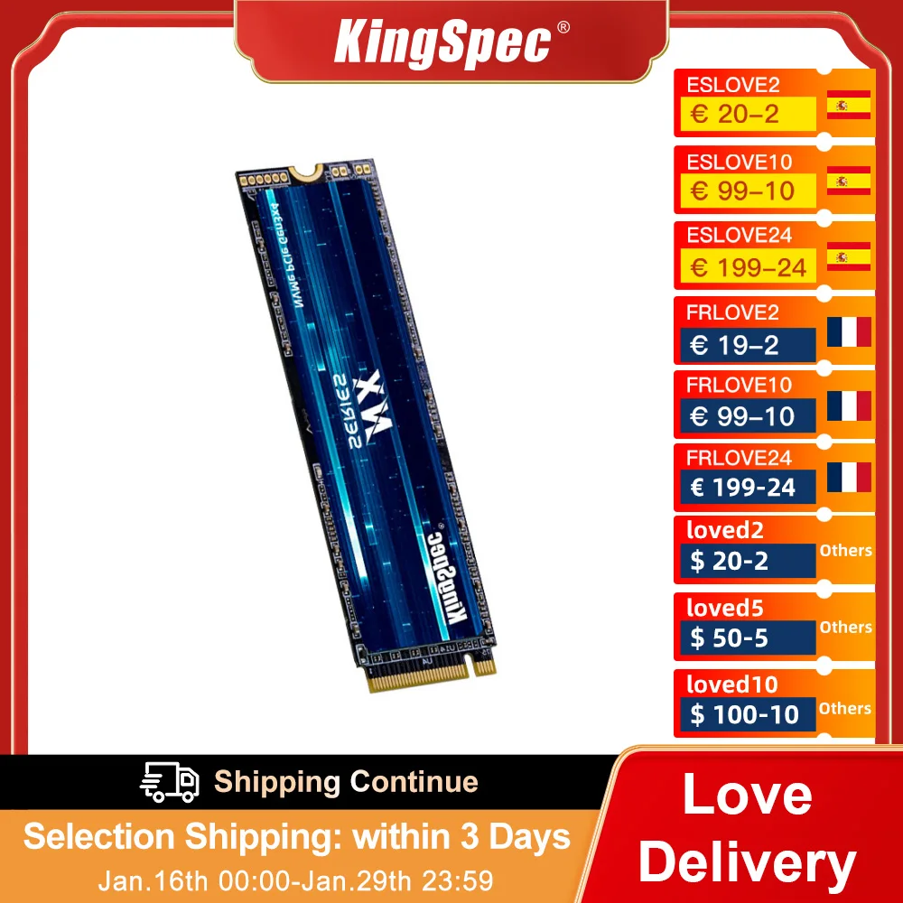  KingSpec M.2 SSD NVME 1tb M.2 2280 PCIe NVME SSD Internal Solid State Drives Hard Disk for Laptop 