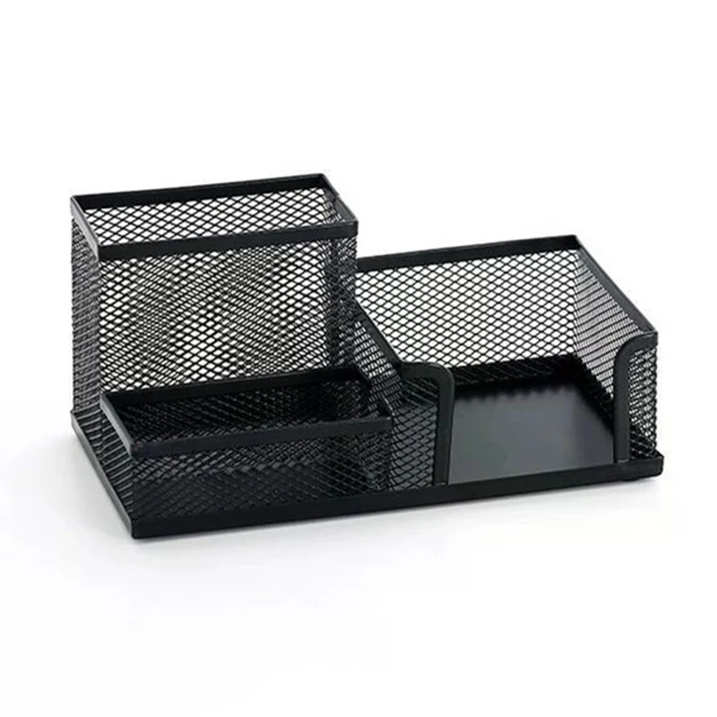 Organizzatore da Scrivania Creativo in Metallo, Portapenne e Portadocumenti con 3 Scomparti, Accessori per Ufficio - immagine 6
