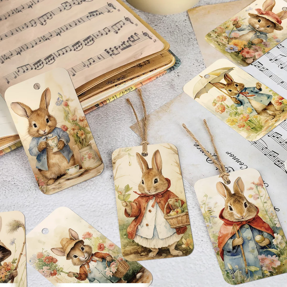 50 Stück lebendige Osterhasen-Geschenkanhänger mit Juteschnur, für Osterkorbdekoration, Frühlingsparty-Geschenke, DIY-Geschenkverpackungsetiketten
