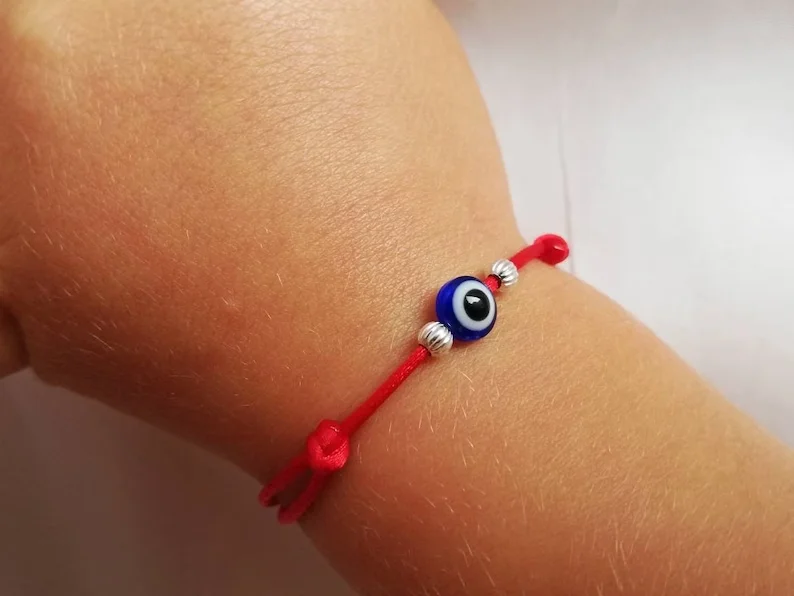 Pulsera de bebé con mal de ojo, brazalete rojo para niños