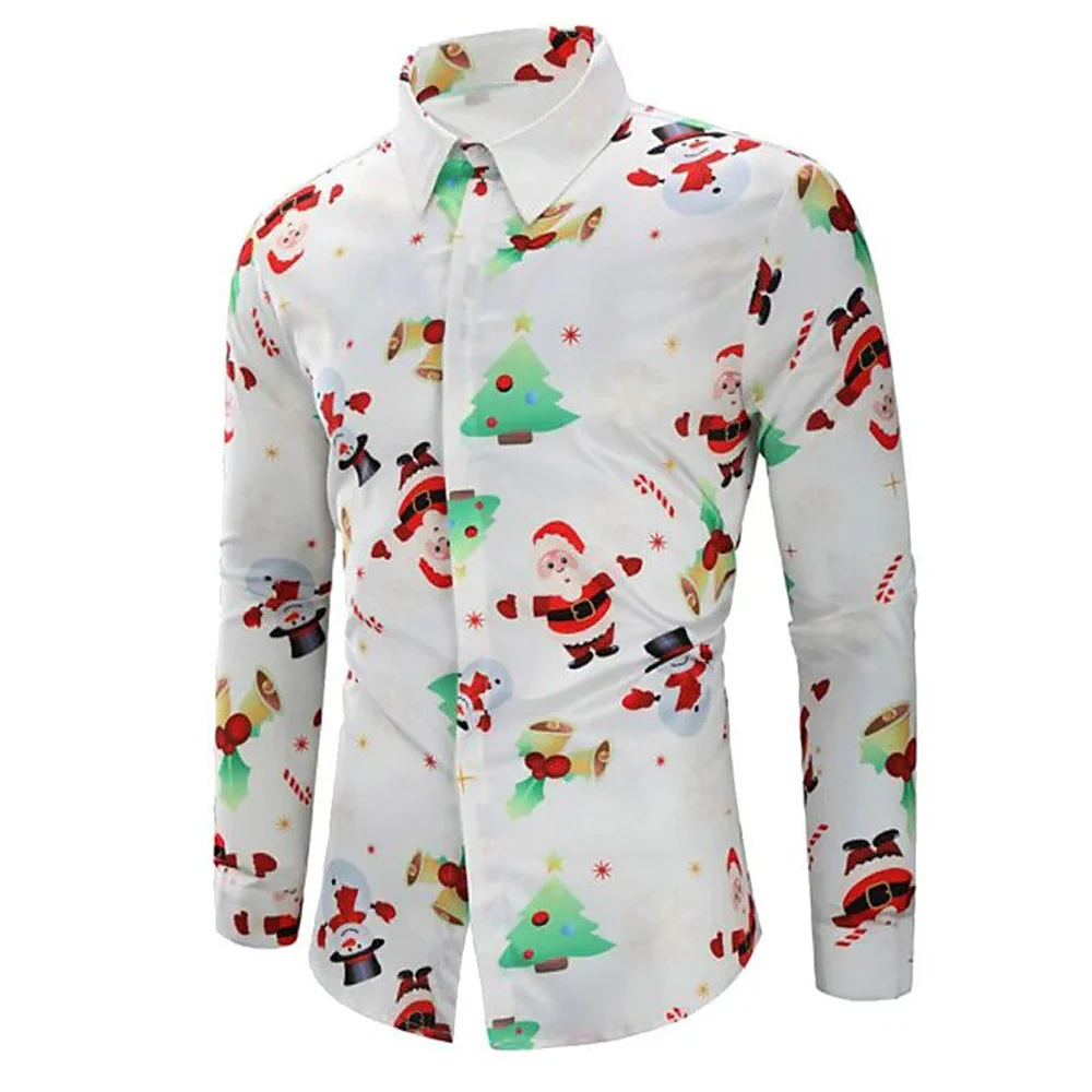 

Men's Boutique Santa Claus Print Shirt Men's Hawaiian Style Top Men's Casual Short Sleeve Men's Fashionable Crew-Neck Clothing