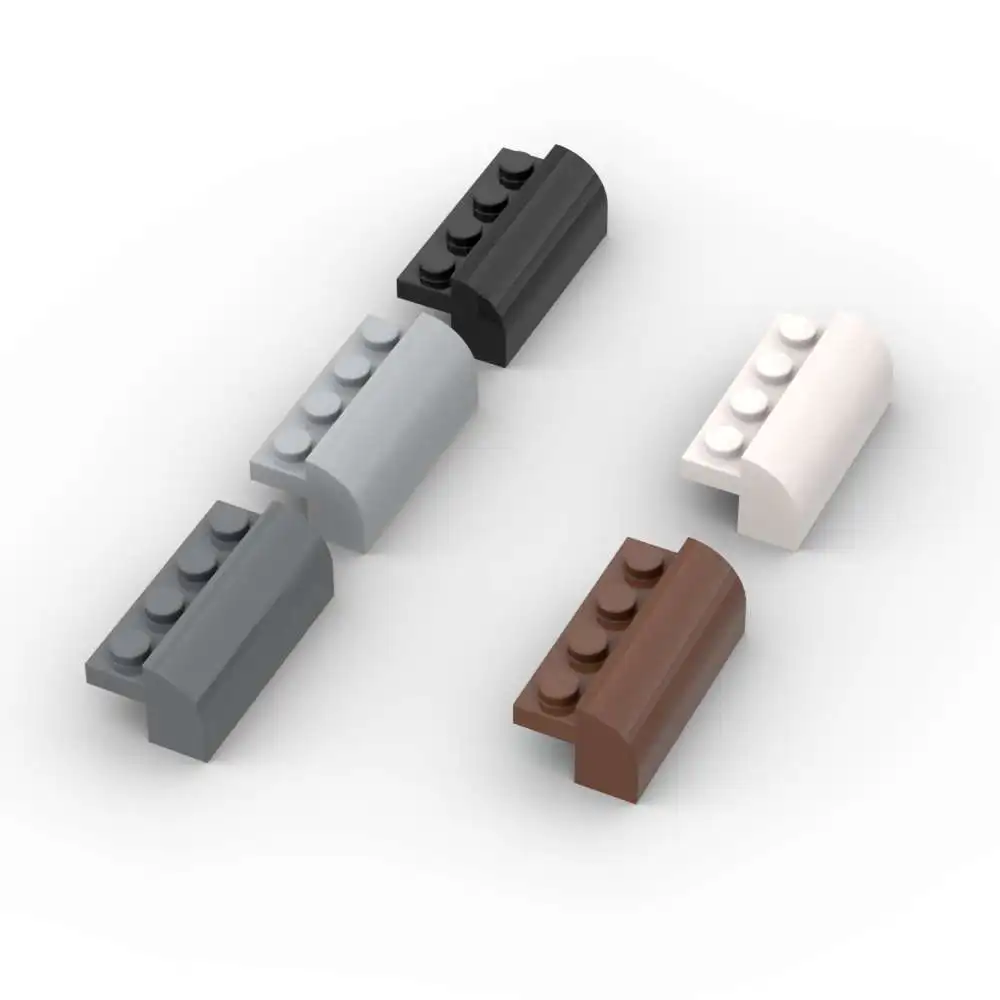 MOC 10 шт. 6081 изогнутые строительные блоки 2x4x1 1/3 с 4 собранными шпильками, кирпичи, развивающие игрушки, подарок для детей на день рождения