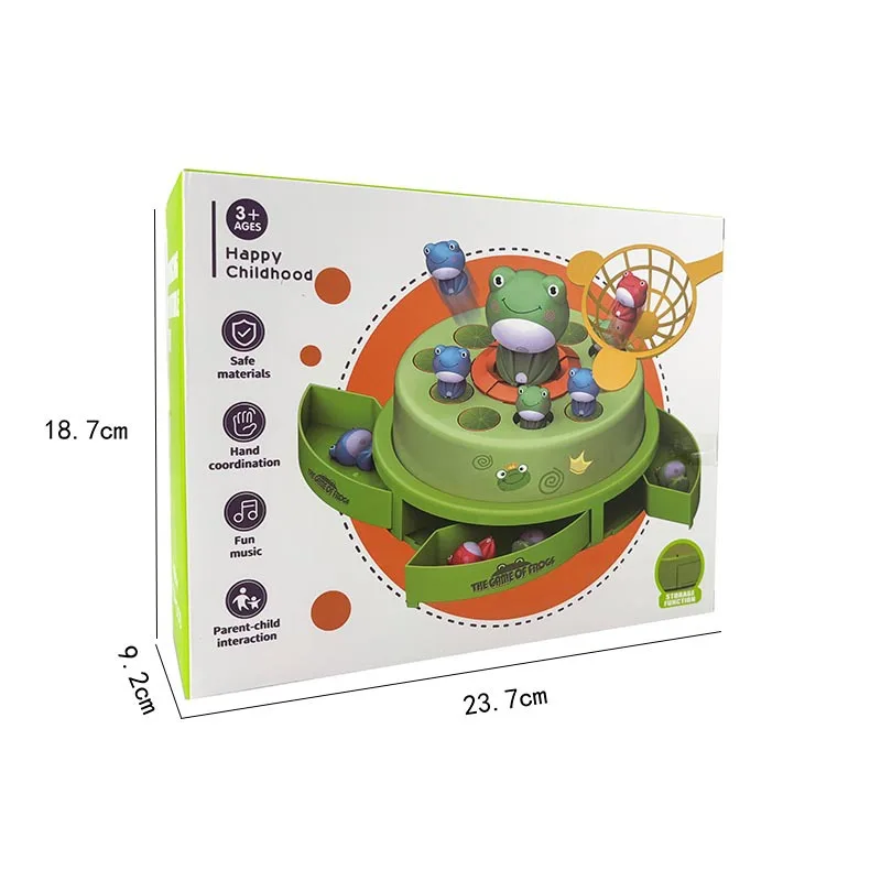 Children's catapult frog turntable cartoon net fishing bouncing little frog concentration training sound and light electric toy 5