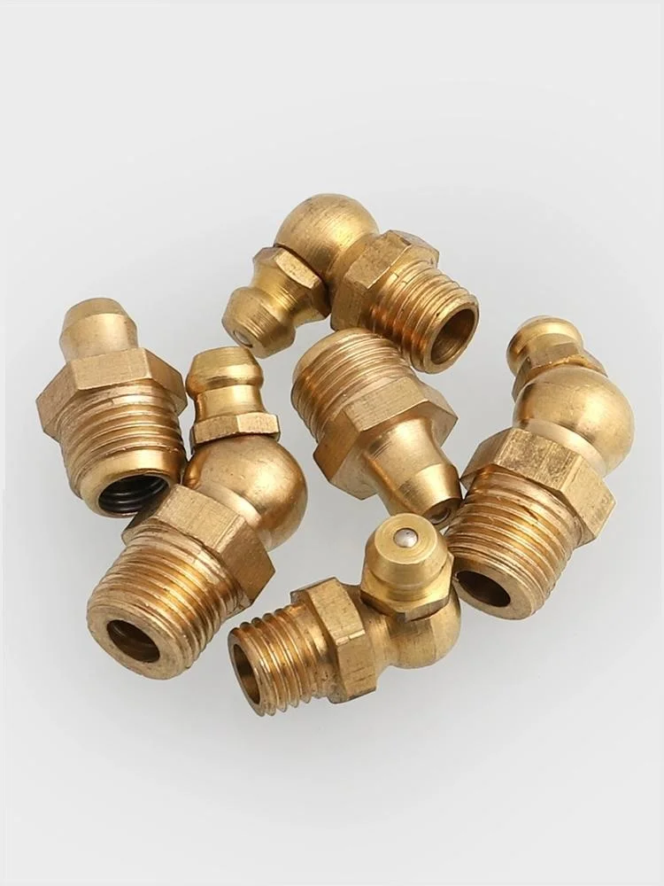 Grease Nipple Fitting M6 M8 M10 M12 M14 M16 Brass Copper Oil Mouth Thread Straight 45 90 Degree Universal Joint Grease Gun Nozzles